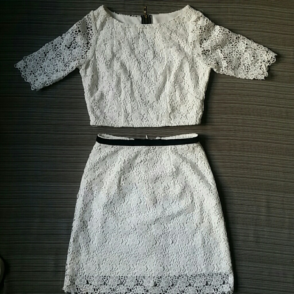 Ivory crop top and skirt set